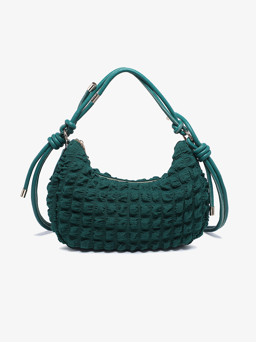 Nelly Quilted Nylon Shoulder Bag Forest Green - Jen & Co. vegan handbag
