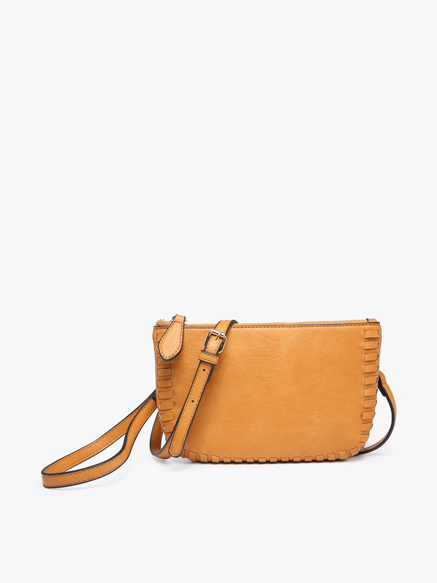 Bonnie Vegan Whipstitch Clutch/Crossbody in Pumpkin Spice - Jen & Co. vegan handbag