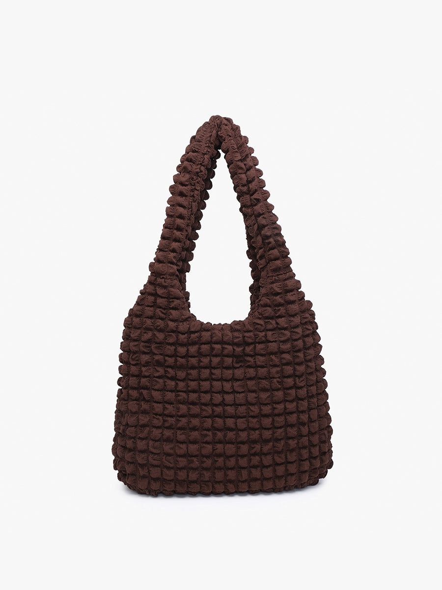 Georgia Quilted Nylon Hobo Espresso - Jen & Co. vegan handbag