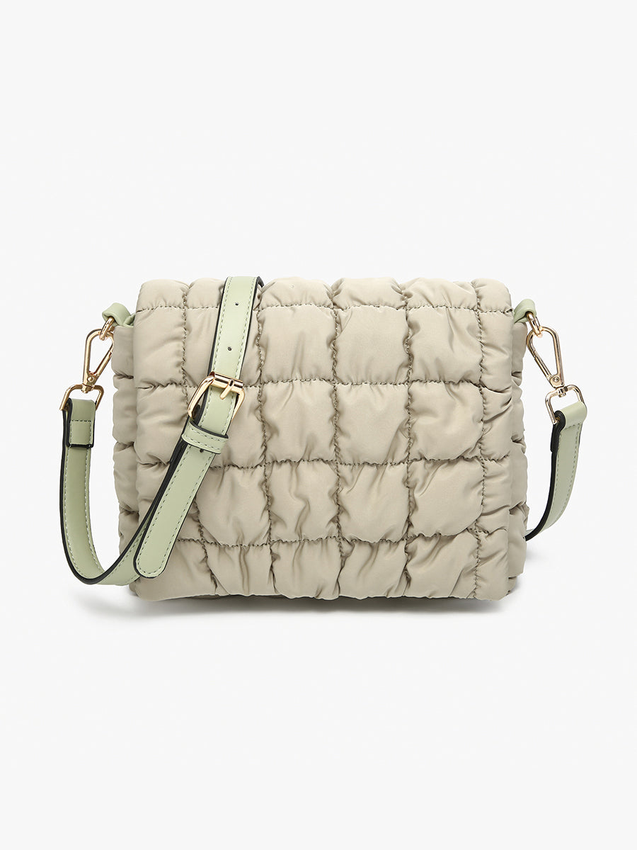 Tegan Quilted Nylon Crossbody Sage - Jen & Co. vegan handbag
