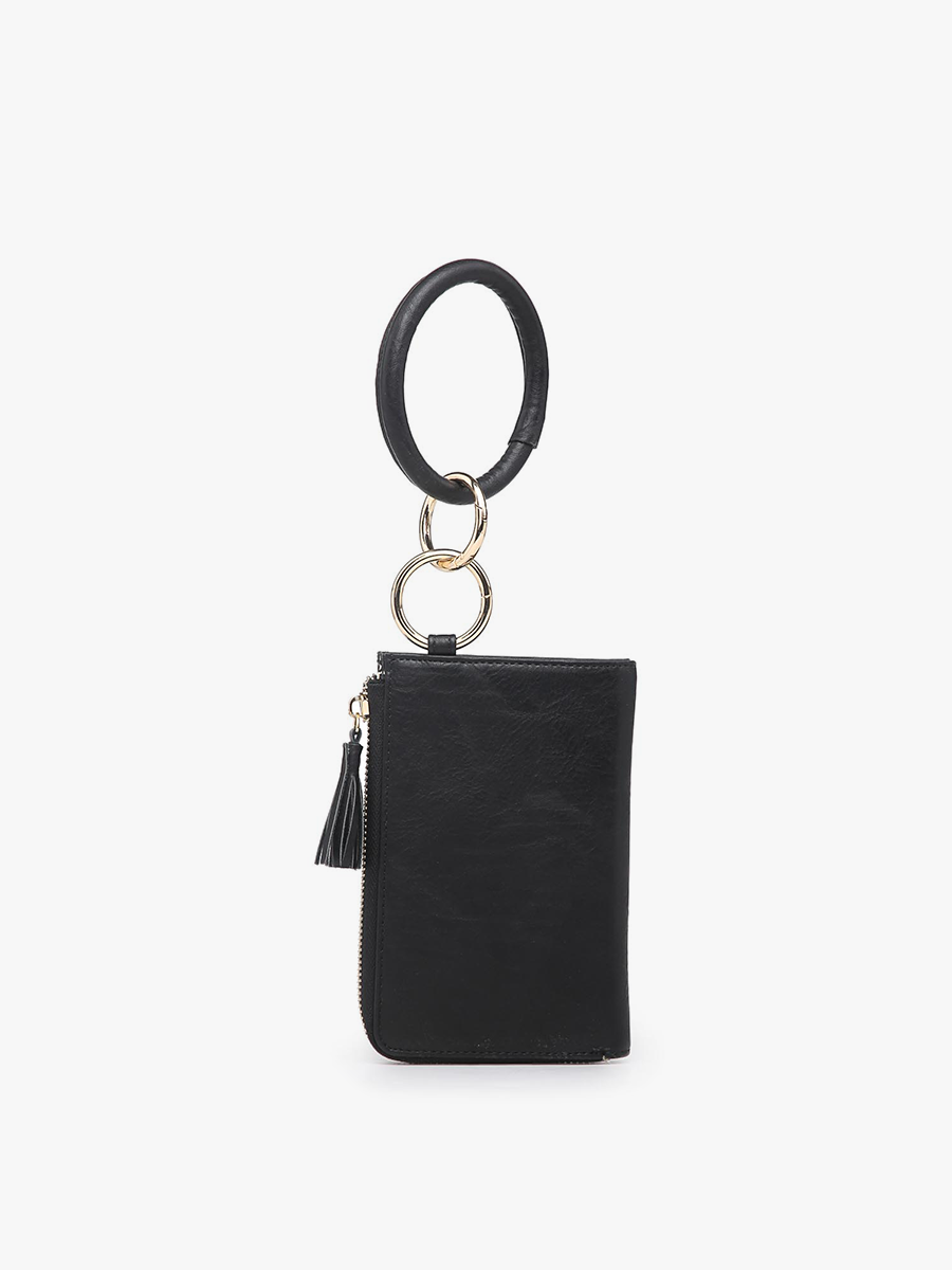 Liv Vegan Bangle Wristlet Black - Jen & Co. vegan handbag
