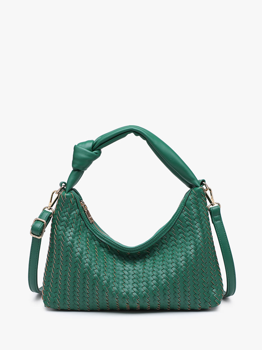 Morgan Vegan Woven Crossbody Emerald - Jen & Co. vegan handbag