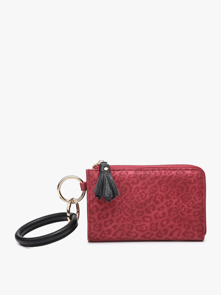 Liv Vegan Bangle Wristlet in Cheetah-Red - Jen & Co. vegan handbag