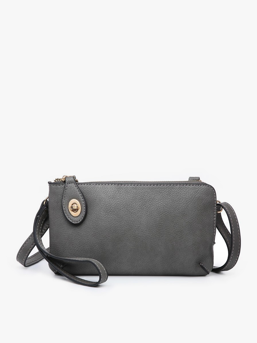 Kendall Vegan Crossbody in Charcoal - Jen & Co. vegan handbag