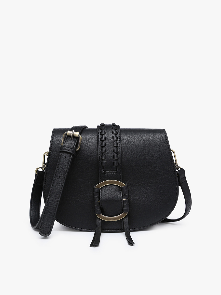 Georgie Vegan Front Detail Crossbody Black - Jen & Co. vegan handbag