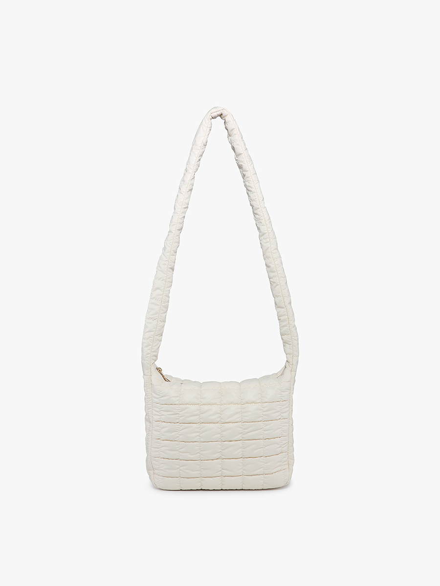 Katie Vegan Puffer Crossbody Off White - Jen & Co. vegan handbag