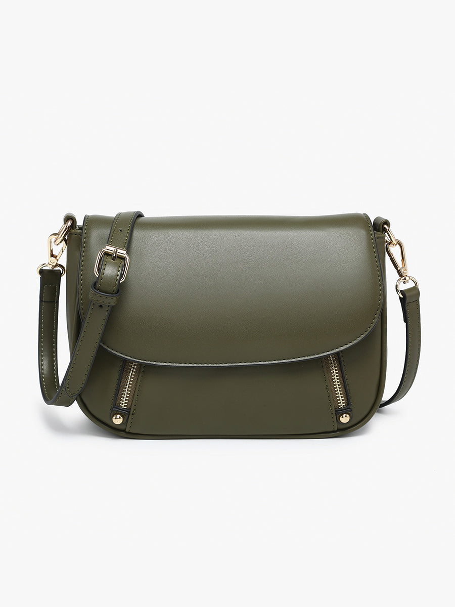 Lindsay Vegan Dual Zip Crossbody Olive - Jen & Co. vegan handbag