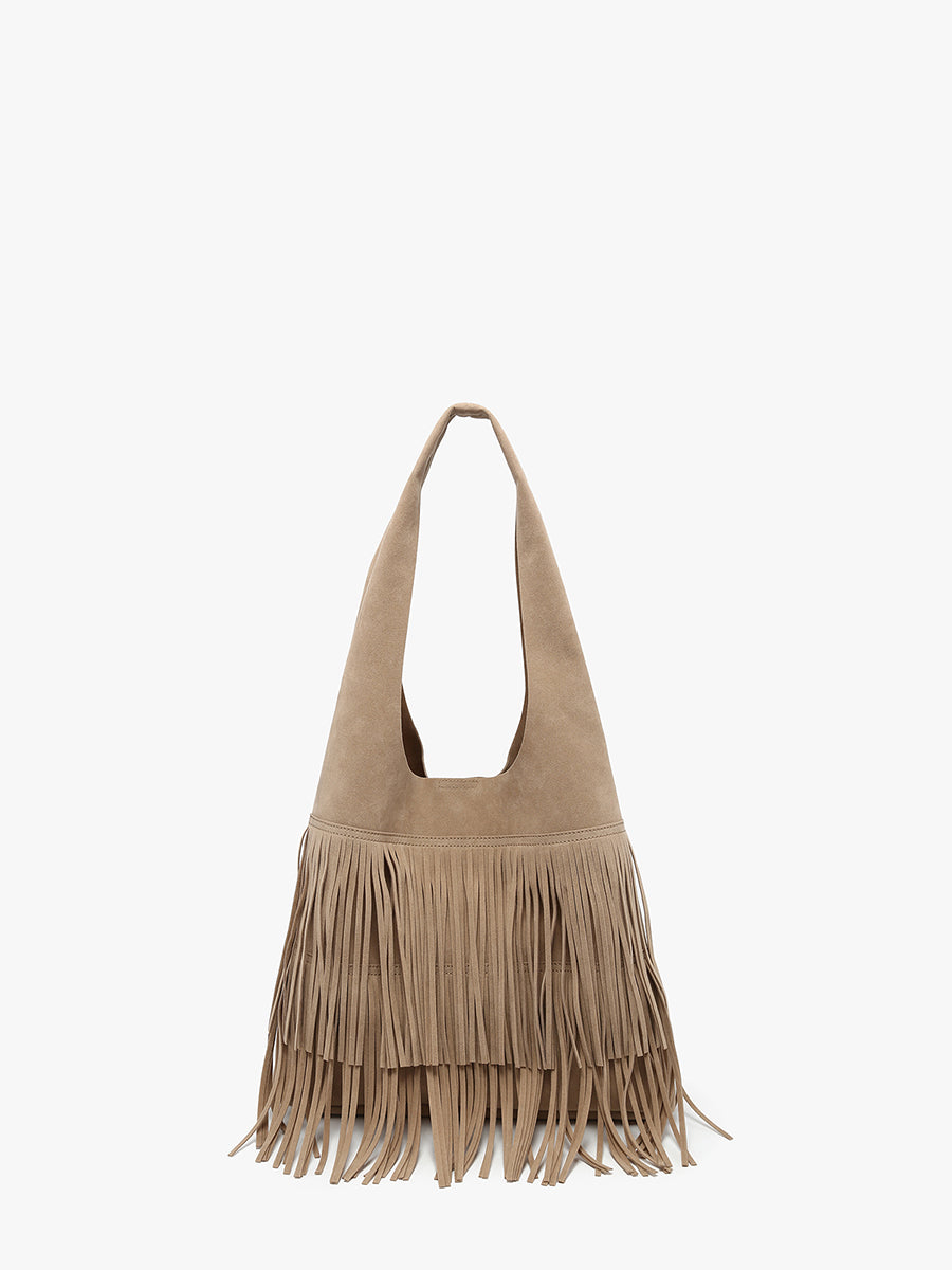 Samara Vegan Suede Hobo Khaki - Jen & Co. vegan handbag
