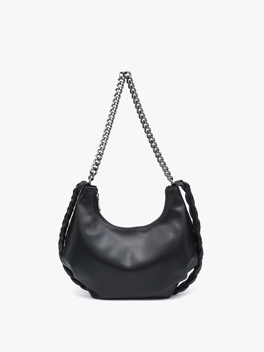 Elliot Vegan Chain Strap Satchel Black - Jen & Co. vegan handbag