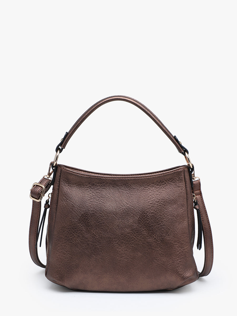 Amari Vegan Satchel Cocoa Pearl - Jen & Co. vegan handbag