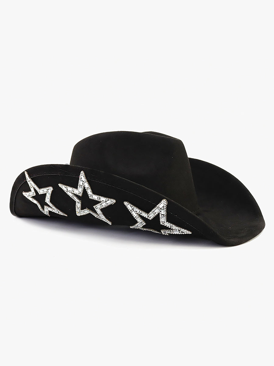 Tabitha Star Cowboy Hat in Black - Jen & Co. vegan handbag