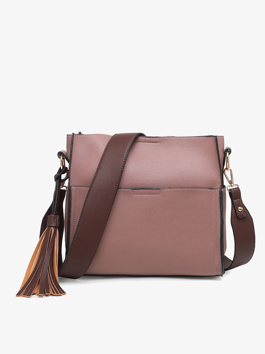 Lyla Vegan Bucket Bag Dark Pink - Jen & Co. vegan handbag