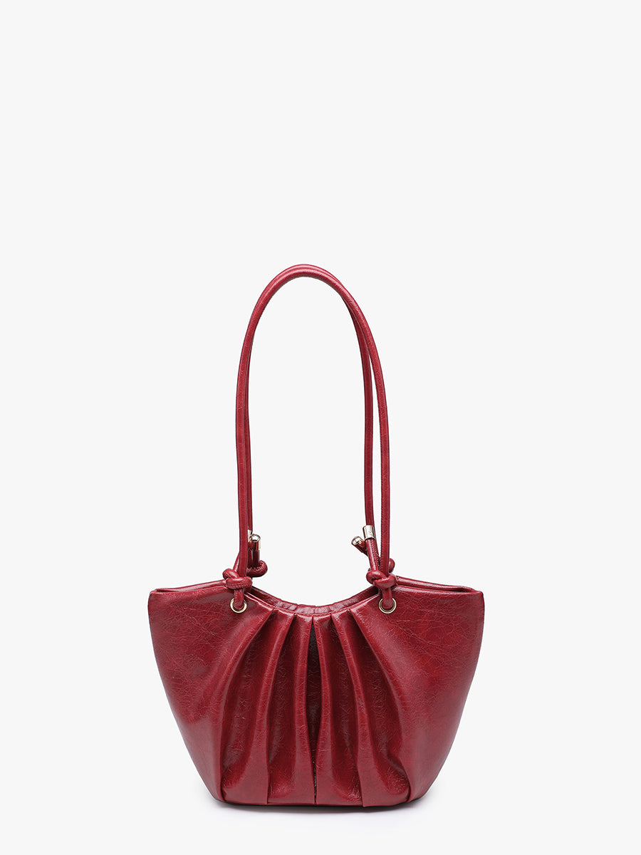 Athena Vegan Pleated Shoulder Bag Mahogany - Jen & Co. vegan handbag