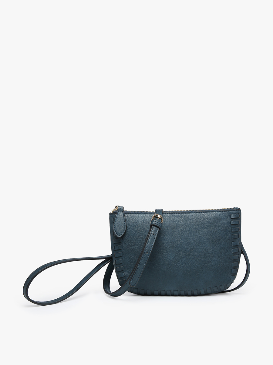 Bonnie Vegan Whipstitch Clutch/Crossbody in Navy - Jen & Co. vegan handbag