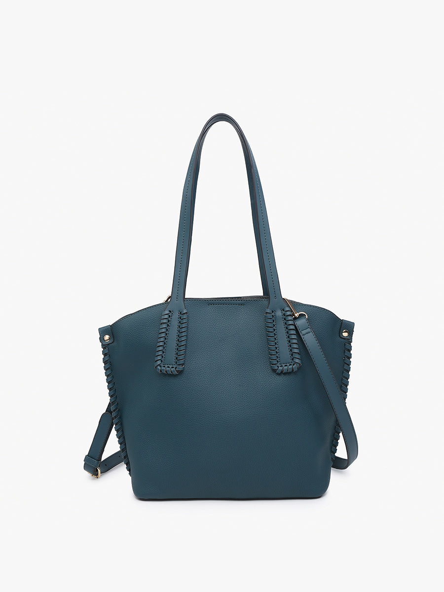 Micah Vegan Whipstitch Tote Peacock - Jen & Co. vegan handbag