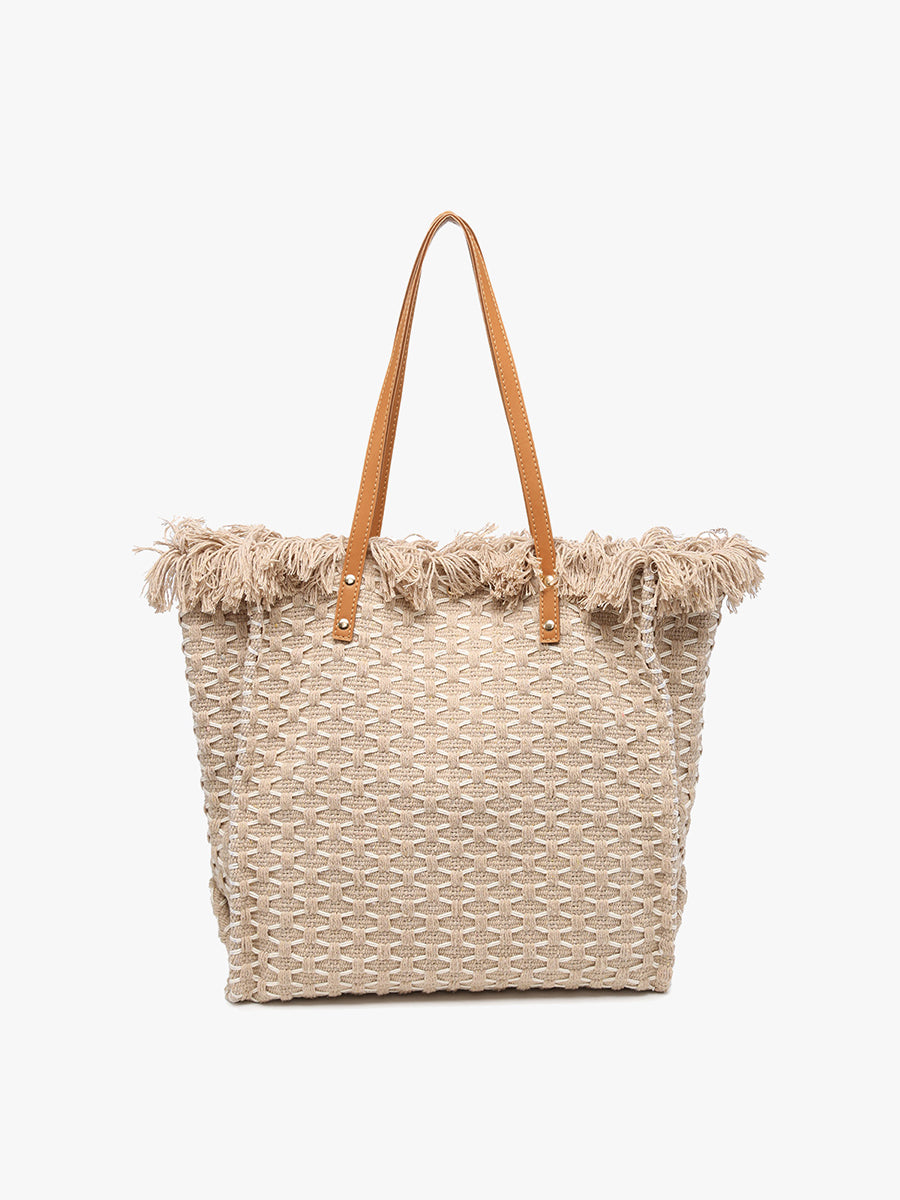 Madison Woven Tote Tan - Jen & Co. vegan handbag