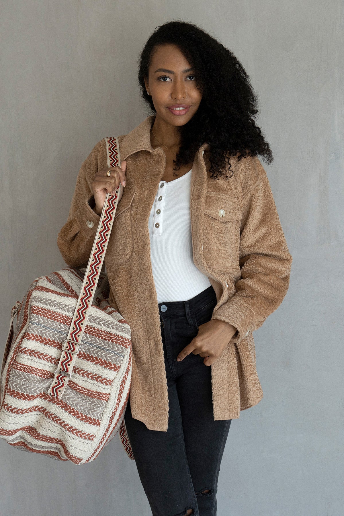 Lyric Jacket in Mocha 2XL 3XL - Jen & Co. vegan handbag