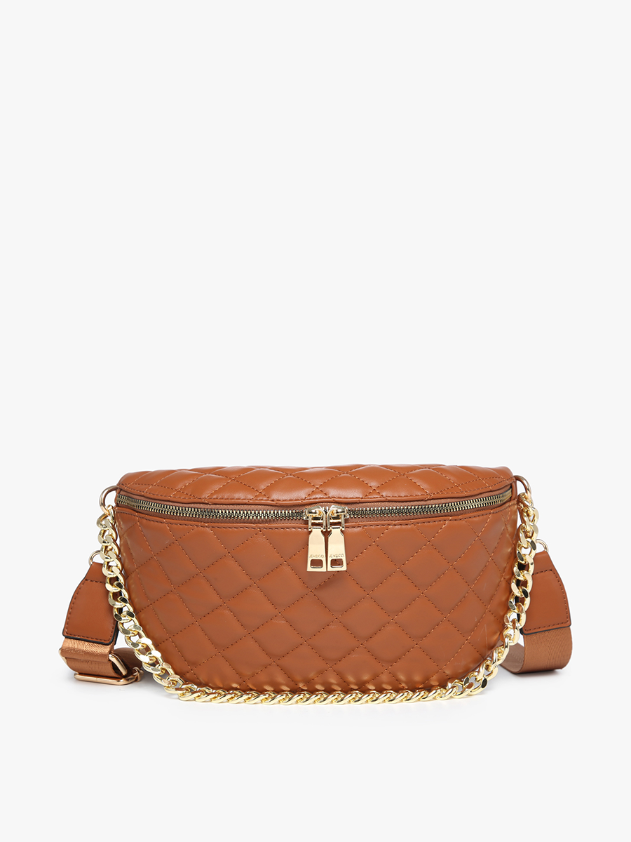 Sylvie Vegan Quilted Belt Bag Brown - Jen & Co. vegan handbag