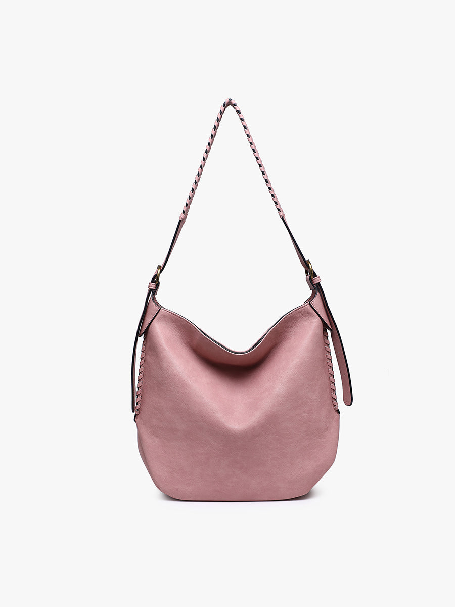 Madelyn Vegan Whipstitch Hobo Lt. Mauve - Jen & Co. vegan handbag