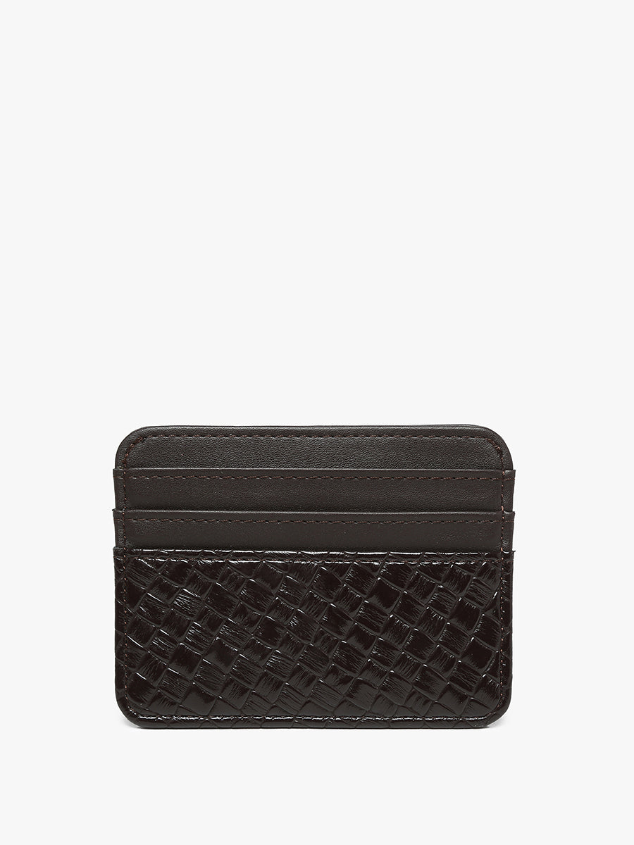 Fatima Vegan Woven Wallet Espresso - Jen & Co. vegan handbag