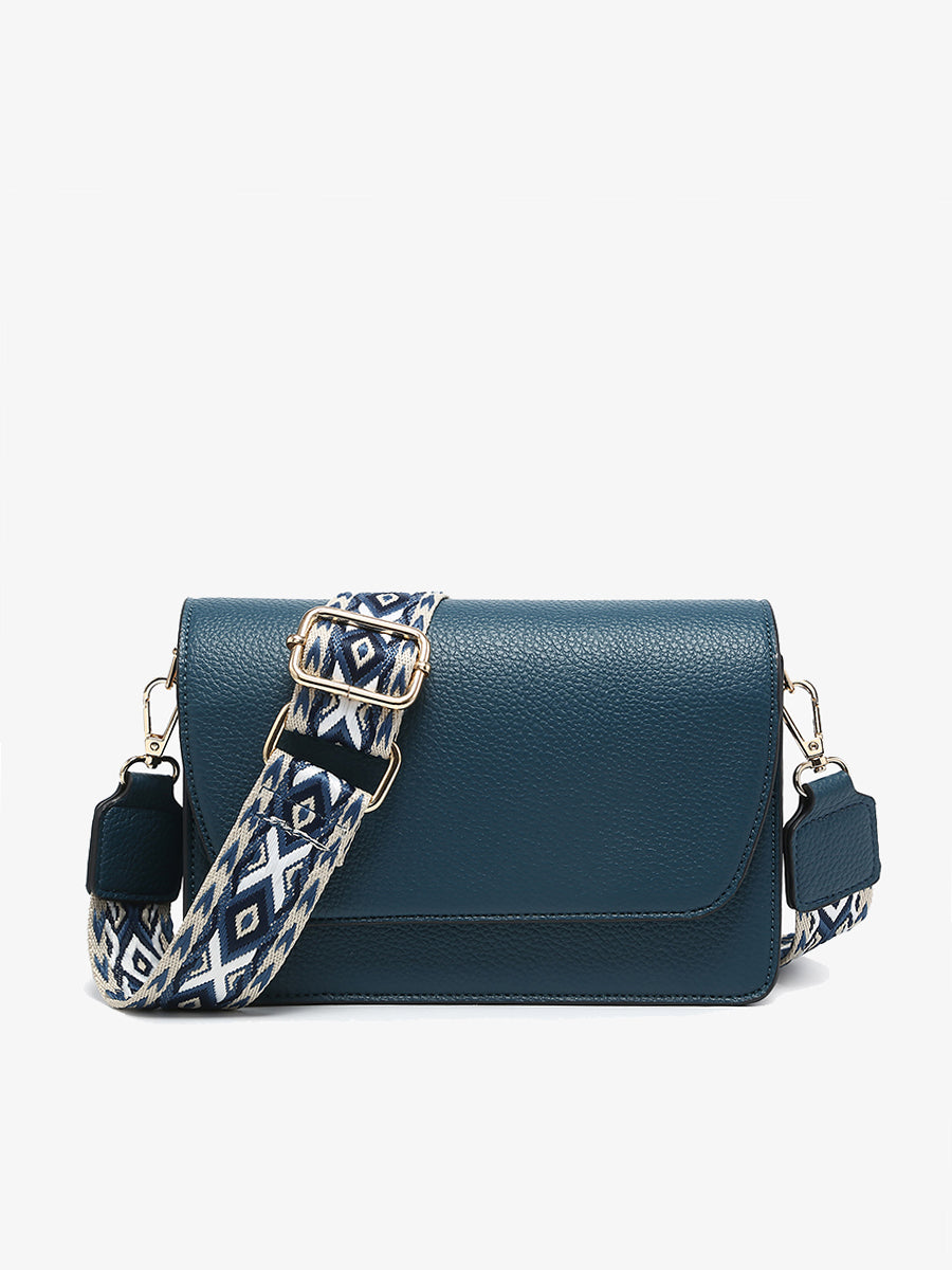 Noah Vegan Guitar Strap Crossbody Prussian Blue - Jen & Co. vegan handbag