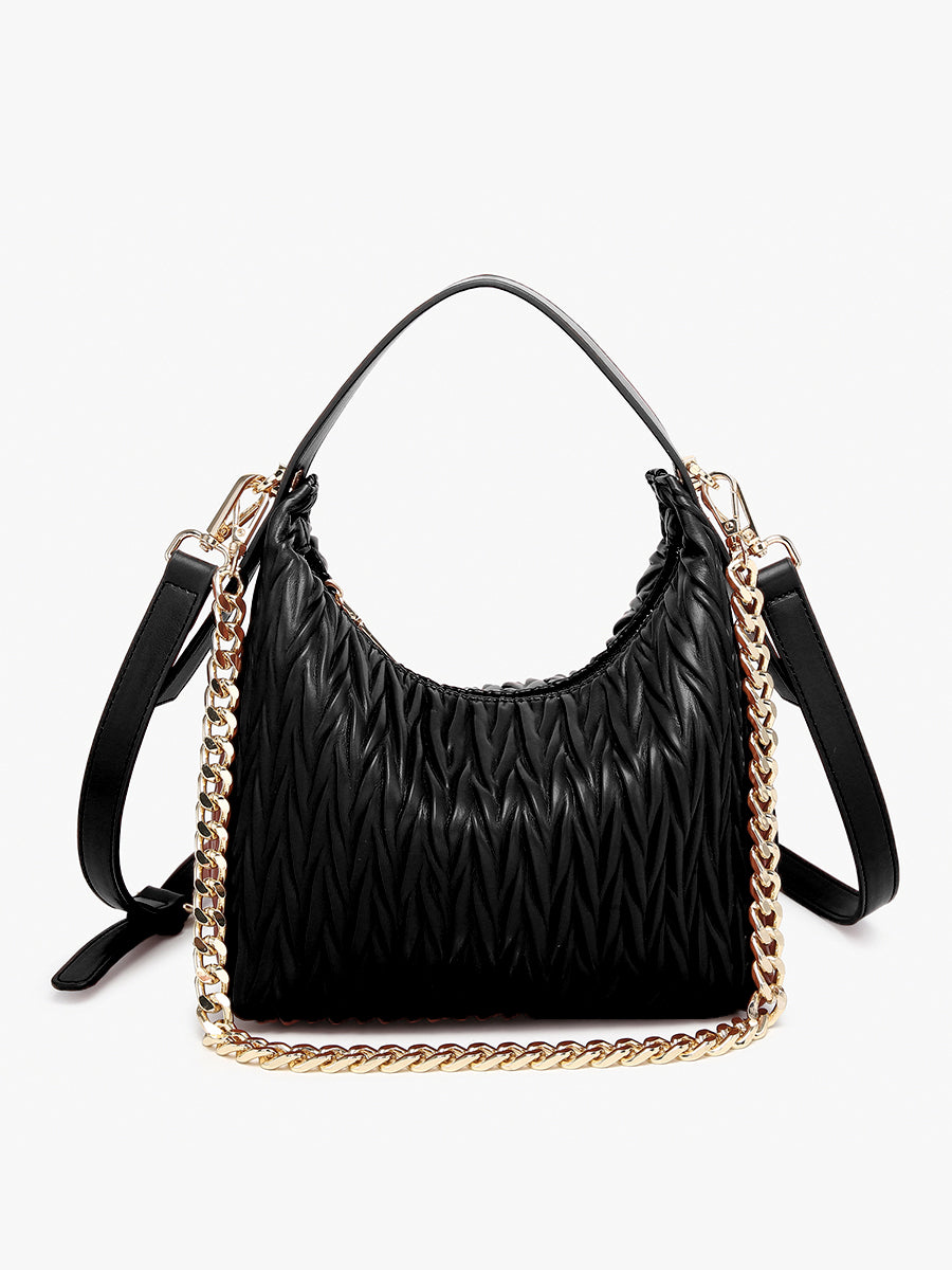 Brenna Vegan Patterned Shoulder Bag in Black - Jen & Co. vegan handbag