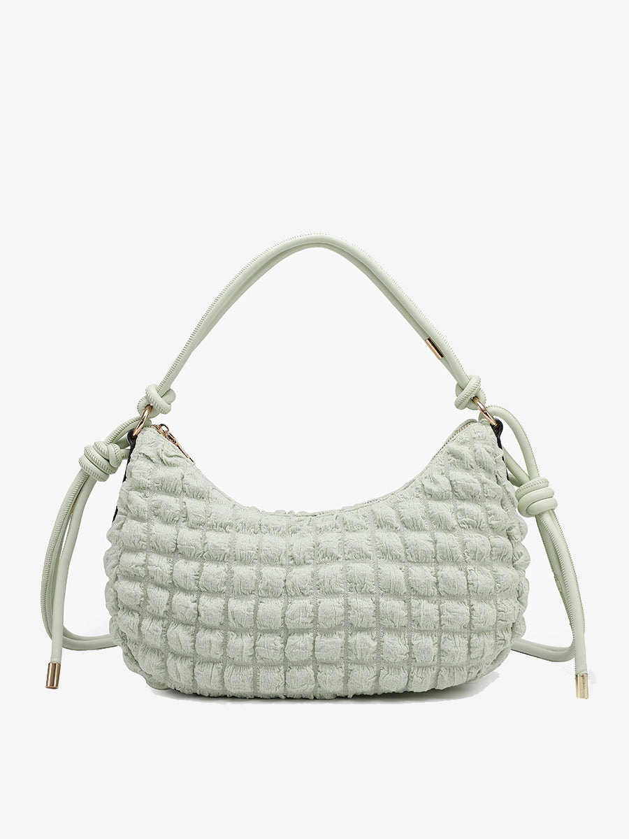 Nelly Quilted Nylon Shoulder Bag Mint - Jen & Co. vegan handbag