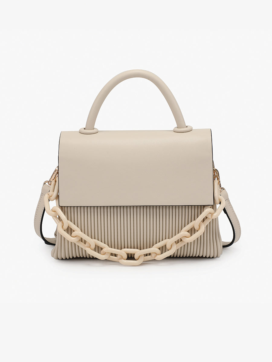 Anne Vegan Pleated Crossbody in Off White - Jen & Co. vegan handbag