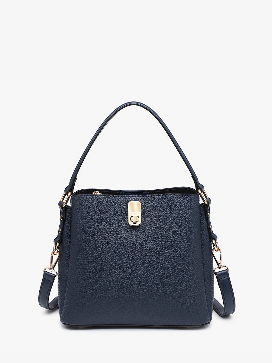 Allison Faux Canvas Satchel Navy - Jen & Co. vegan handbag