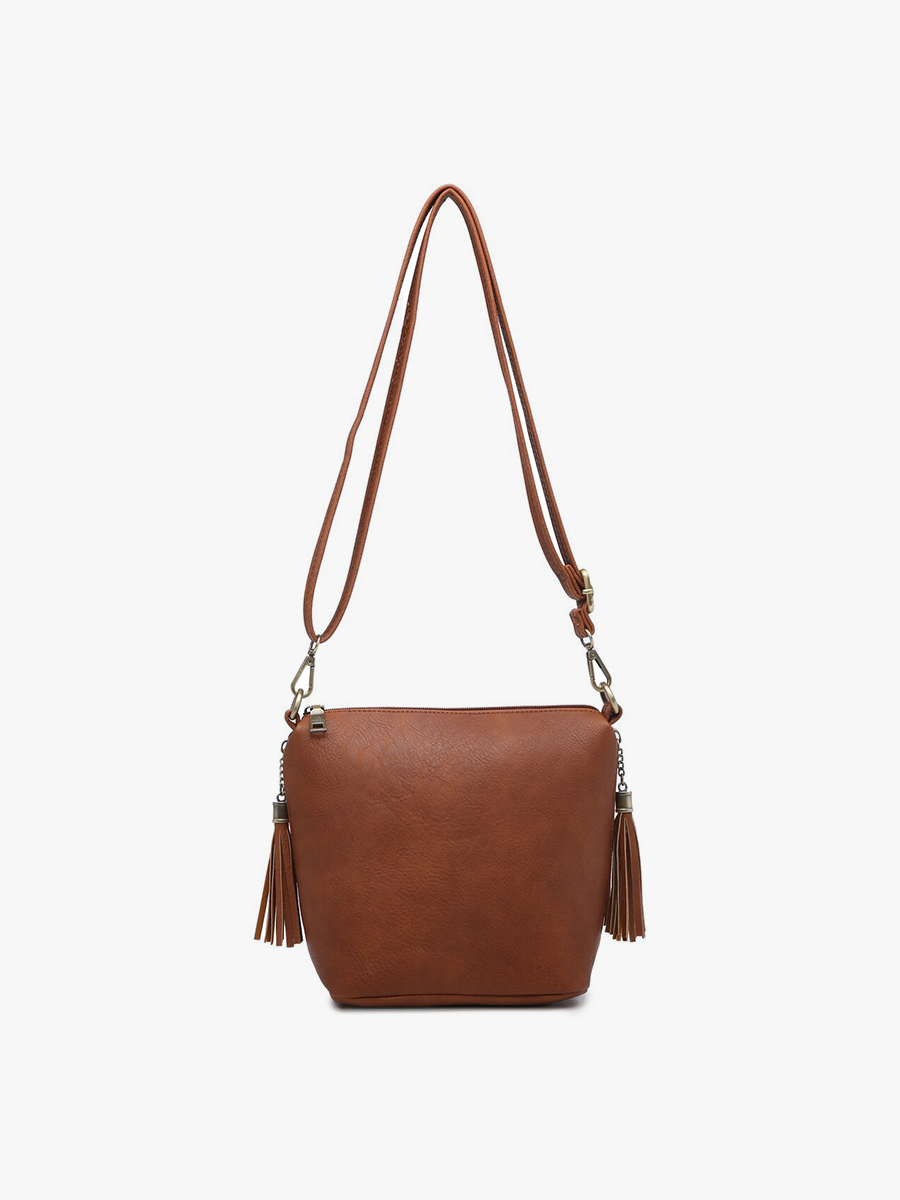 Dylan Vegan Crossbody in Brown - Jen & Co. vegan handbag
