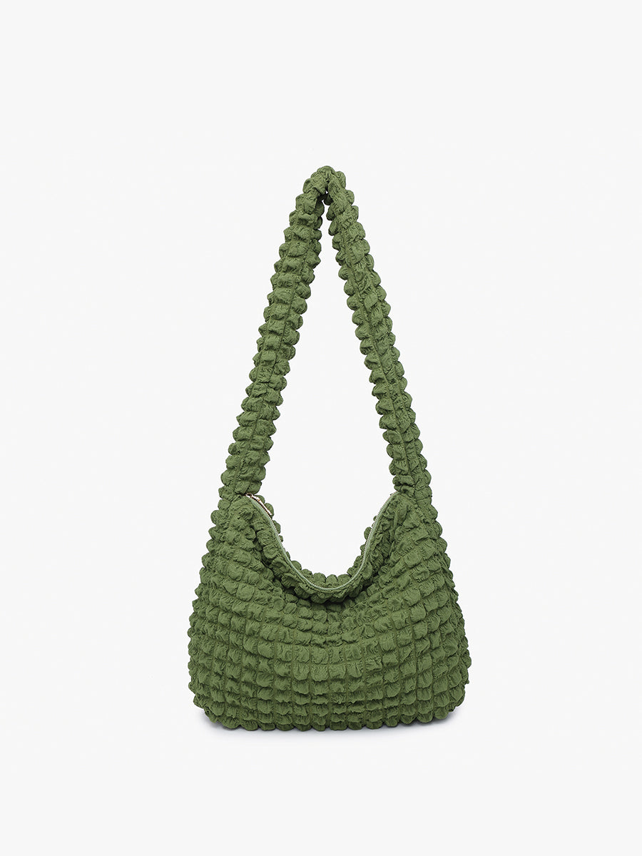 Rosemary Quilted Nylon Crossbody Olive - Jen & Co. vegan handbag