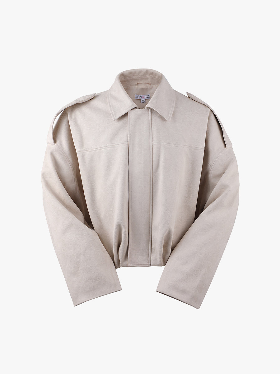 Lora Faux Suede Jacket Off White - Jen & Co. vegan handbag