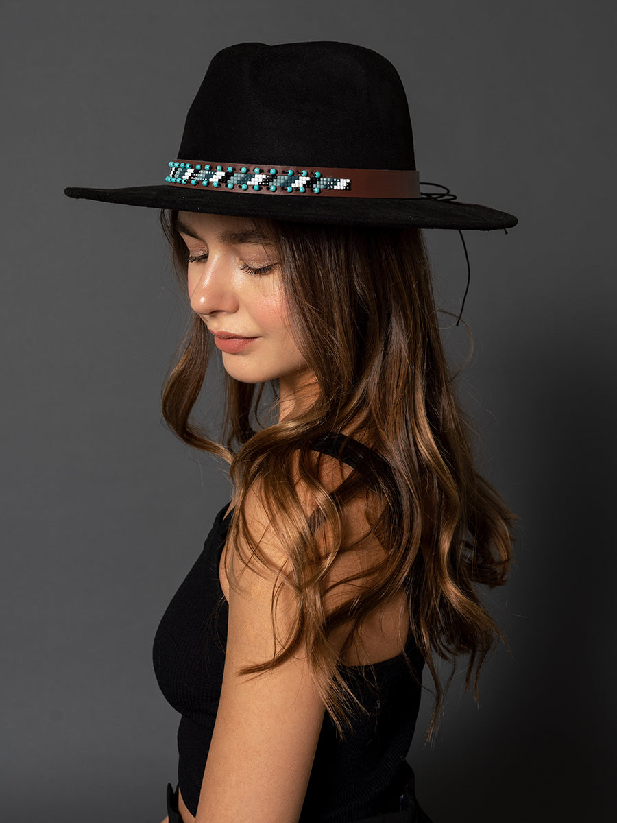 Teo Turquoise Band Hat in - Jen & Co. vegan handbag