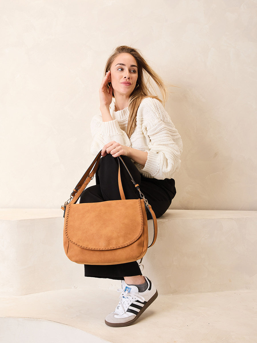 Jess Vegan Stitched Shoulder Bag - Jen & Co. vegan handbag