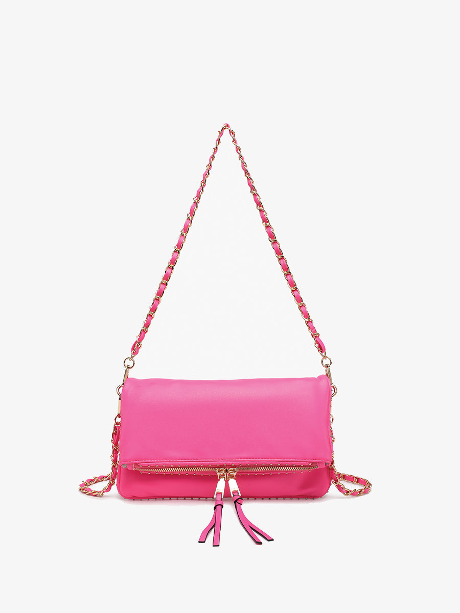 Julie Vegan Studded Crossbody Neon Pink - Jen & Co. vegan handbag