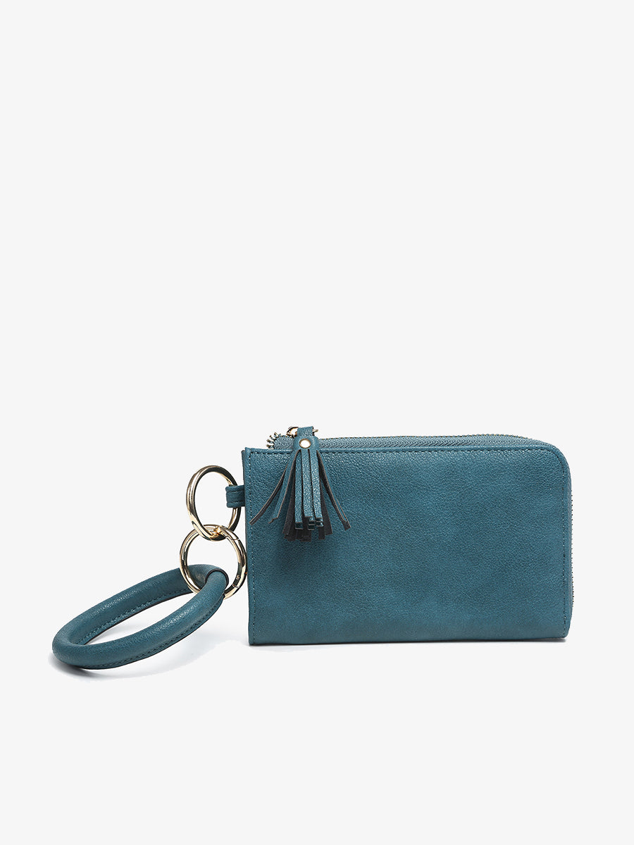 Liv Vegan Bangle Wristlet in Peacock - Jen & Co. vegan handbag