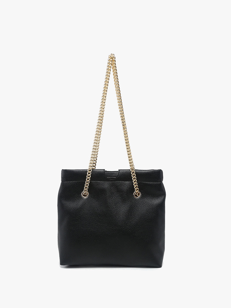 Casey Vegan Snap Hinge Satchel Black - Jen & Co. vegan handbag