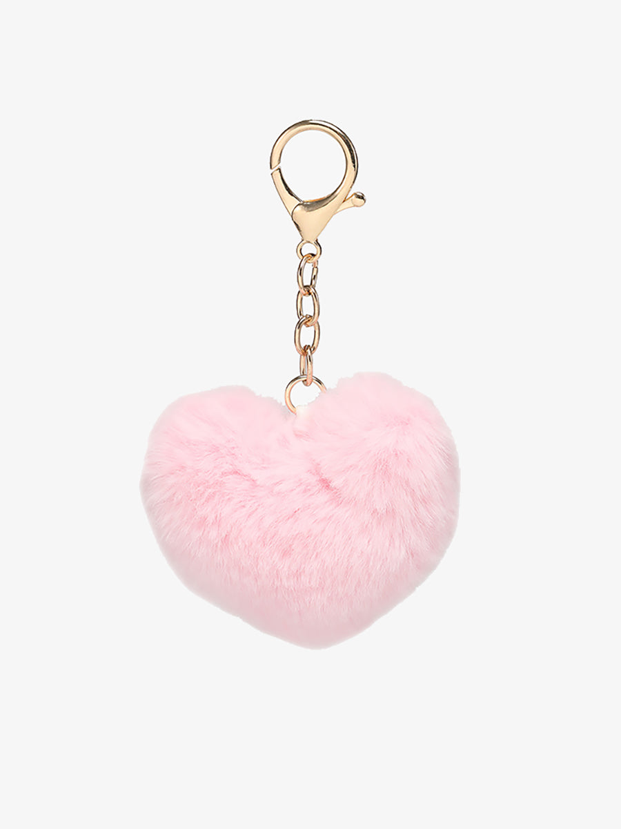Fur Bag Charm Pink Heart - Jen & Co. vegan handbag