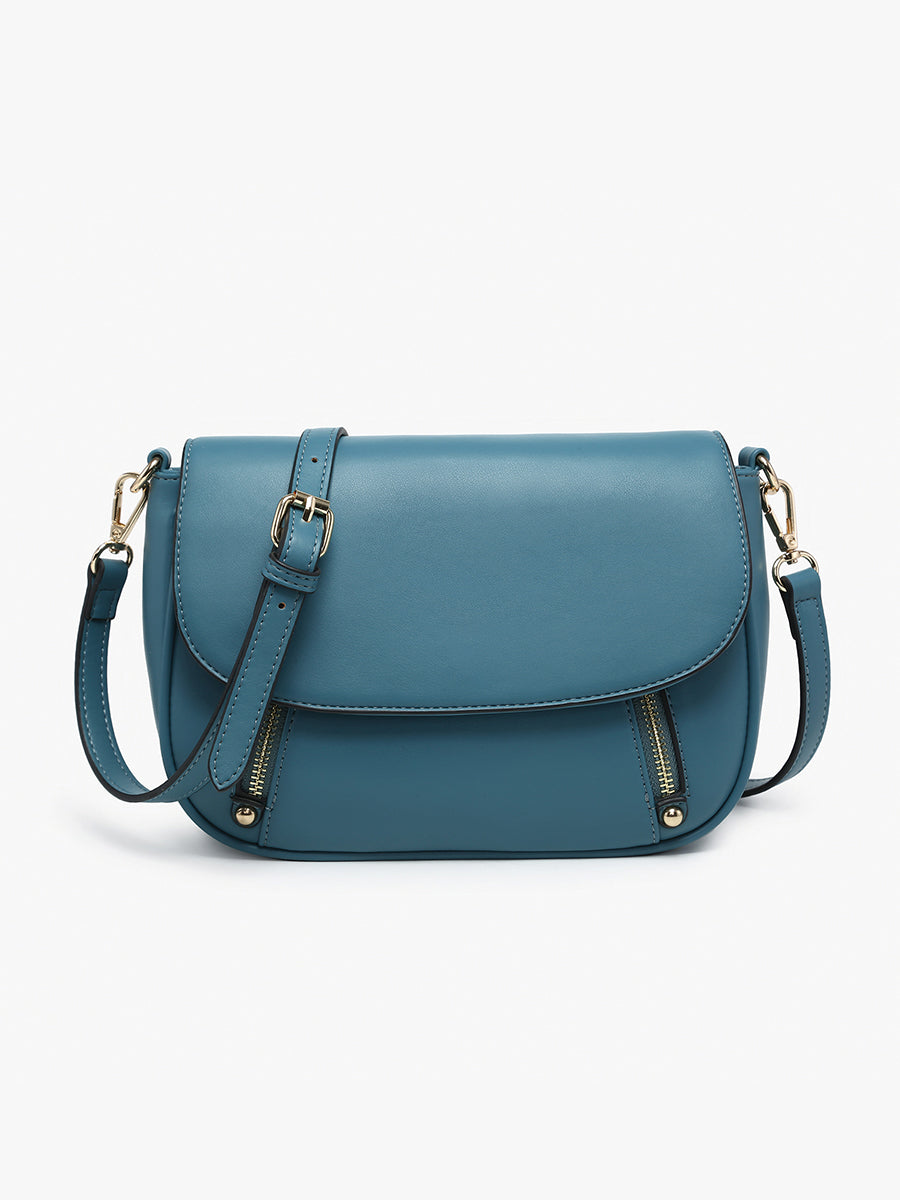 Lindsay Vegan Dual Zip Crossbody Ocean Blue - Jen & Co. vegan handbag