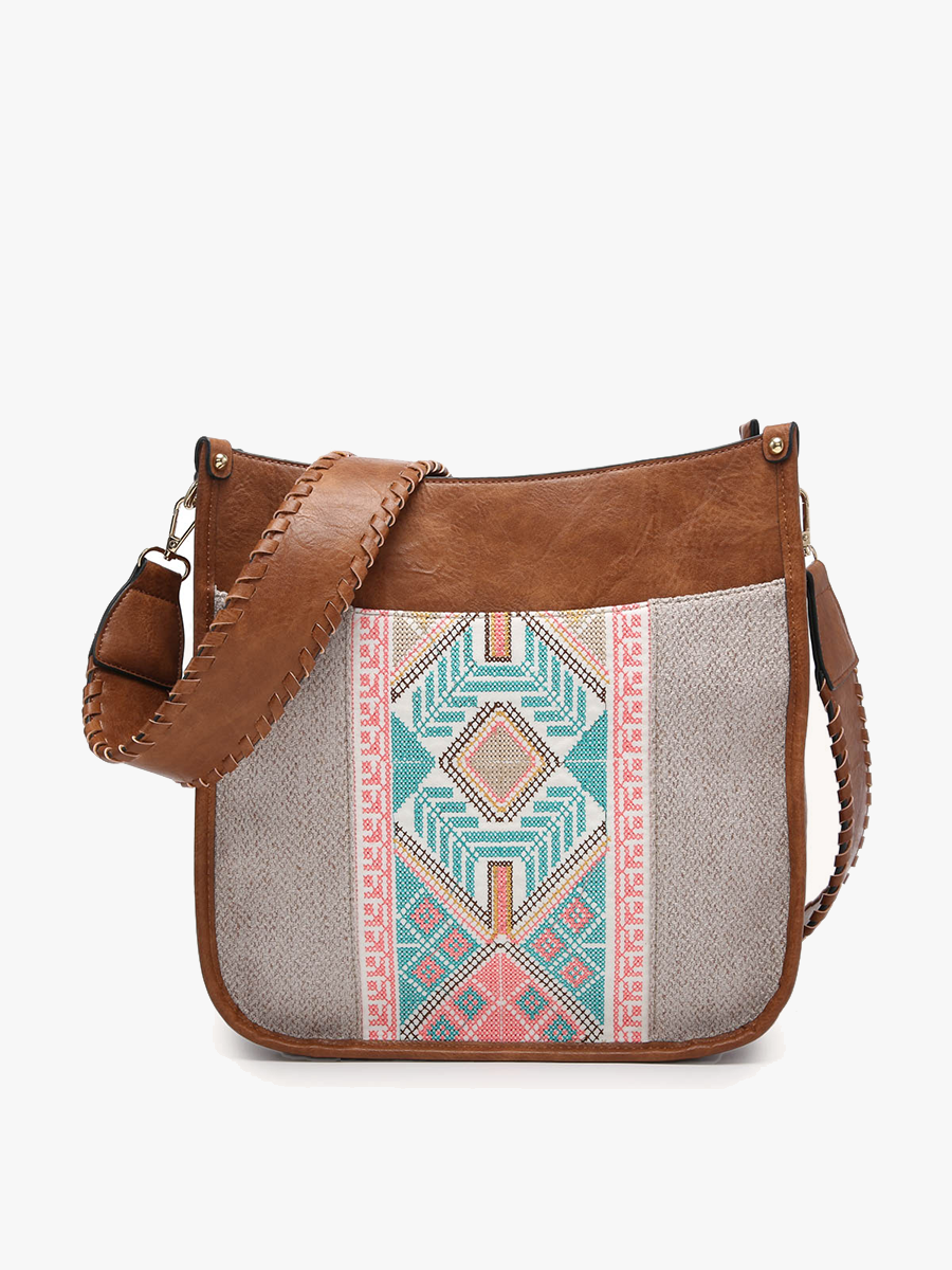 Chloe Tribal Crossbody in Brown Mint - Jen & Co. vegan handbag