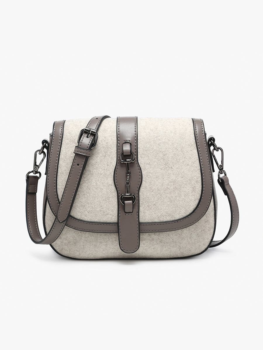 Vanna Vegan Contrast Saddle Bag Charcoal - Jen & Co. vegan handbag