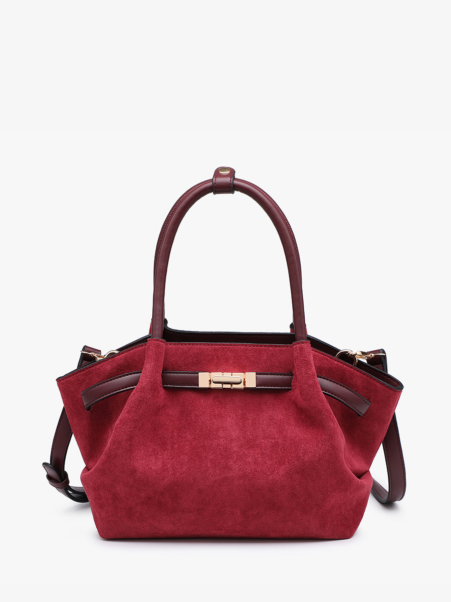 Lucia Faux Suede Satchel Wine - Jen & Co. vegan handbag