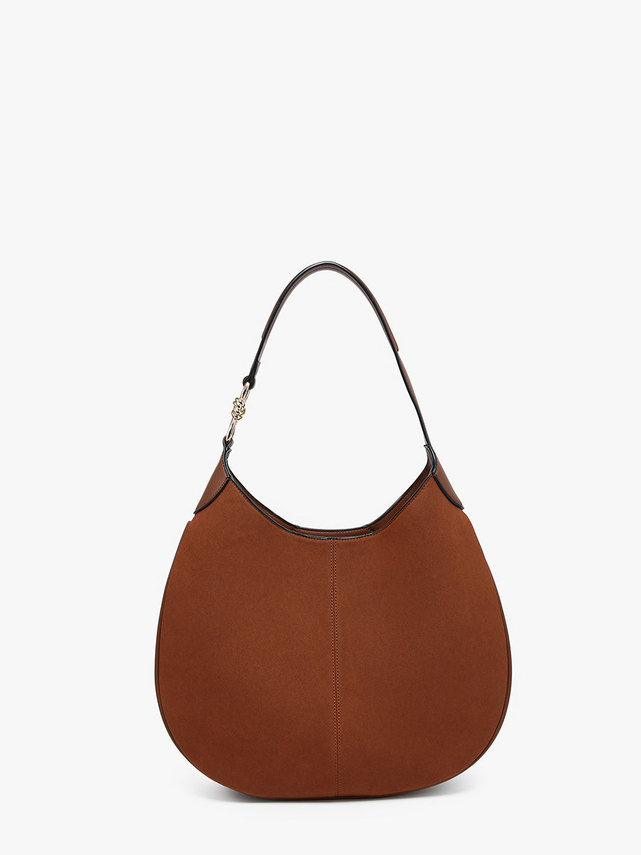 Vanessa Vegan Suede Hobo Brown - Jen & Co. vegan handbag