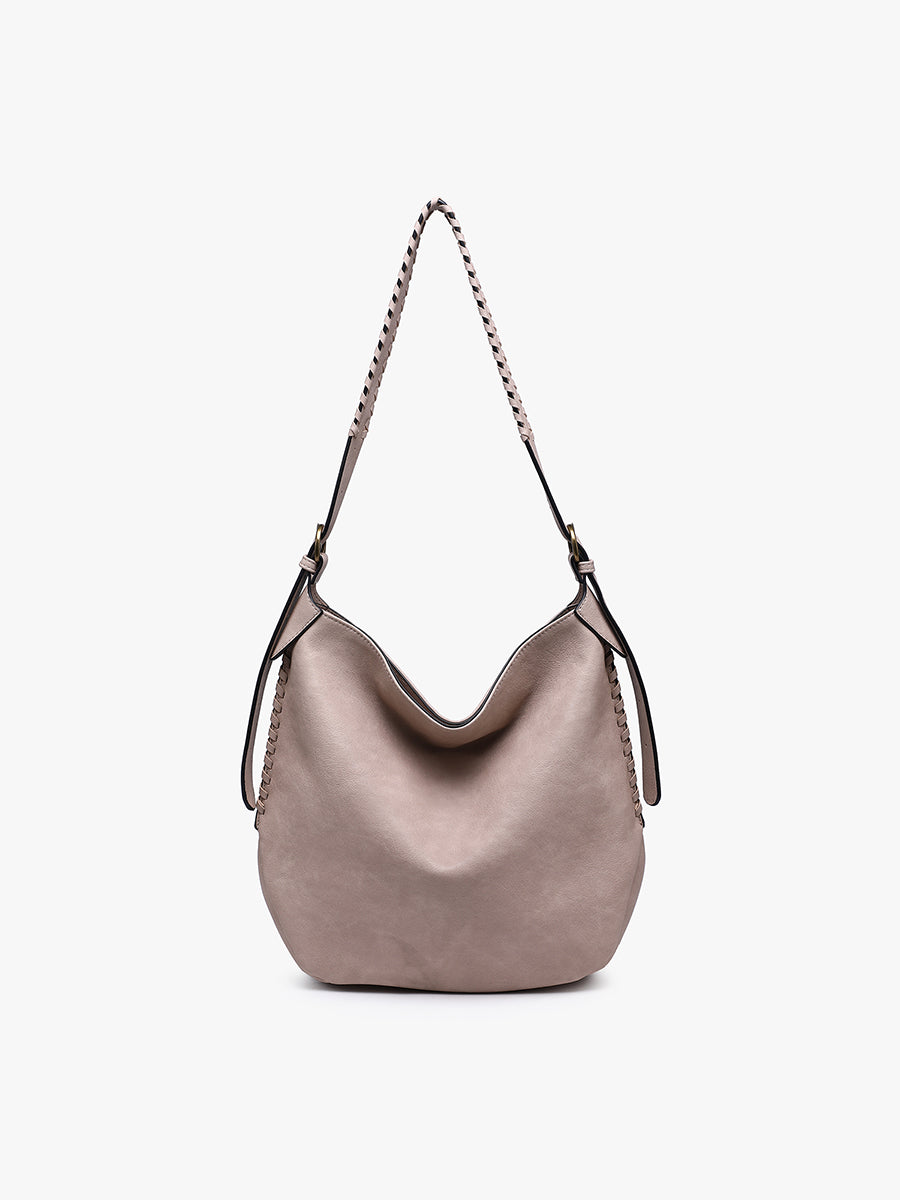 Madelyn Vegan Whipstitch Hobo Sand - Jen & Co. vegan handbag