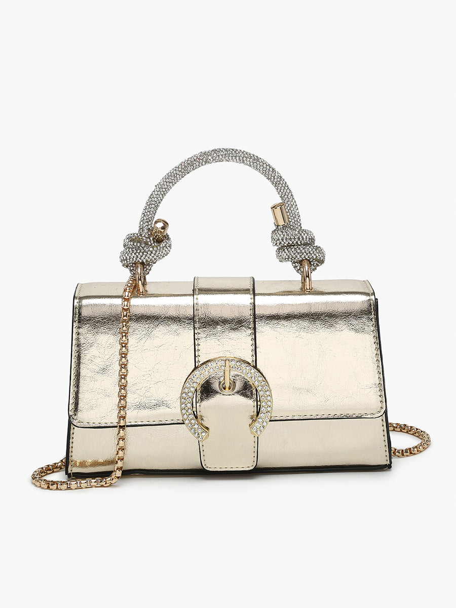 Brielle Vegan Metallic Clutch in Gold - Jen & Co. vegan handbag