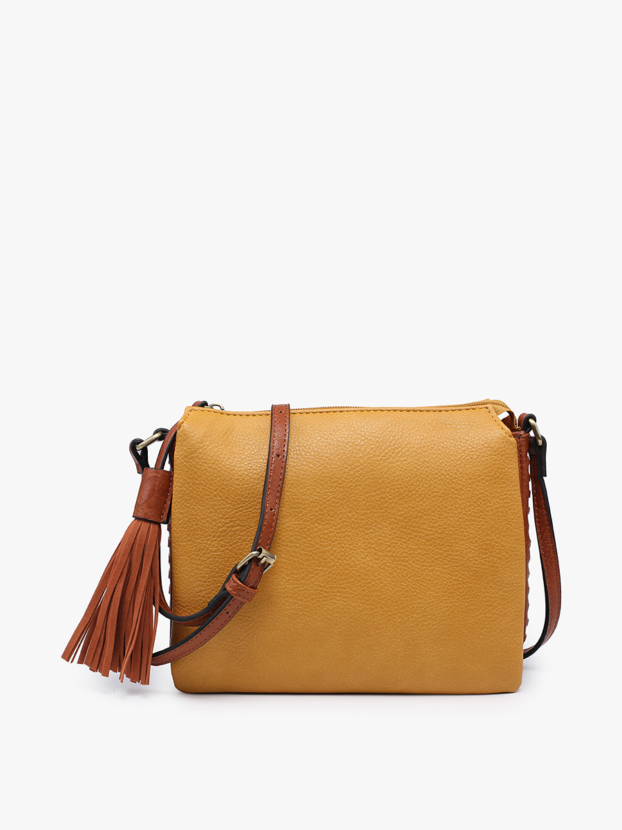 Sabrina Vegan Crossbody in Mustard Brown - Jen & Co. vegan handbag