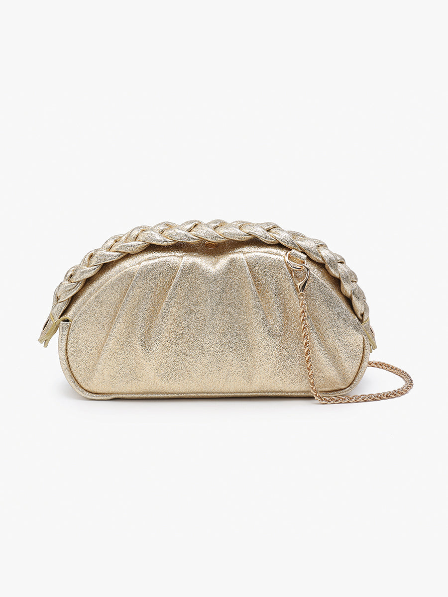 Madrigal Vegan Metallic Clutch - Jen & Co. vegan handbag
