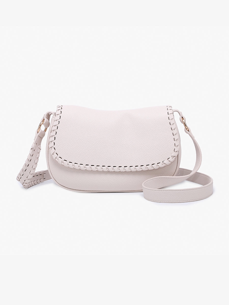 Daia Vegan Whipstitch Crossbody Off White - Jen & Co. vegan handbag