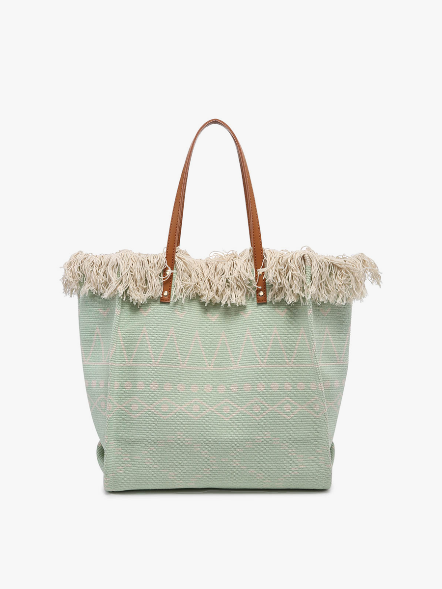 Madison Woven Tote Boho-Green - Jen & Co. vegan handbag
