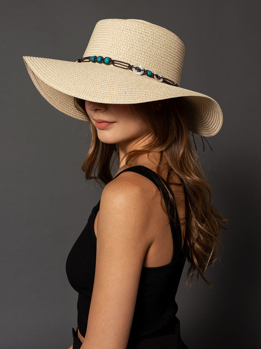 Brianna Turq/Seashell Band Hat - Jen & Co. vegan handbag